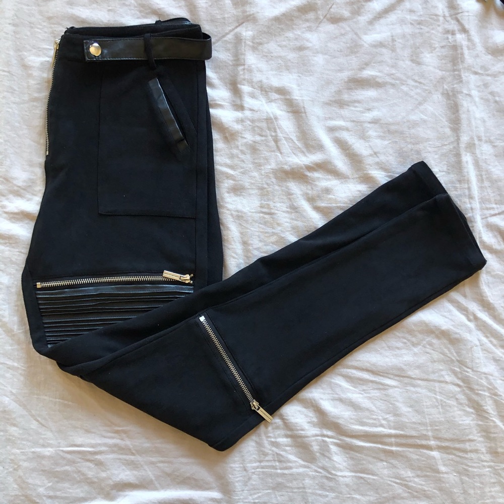MANIERE DE VOIR | suede moto legging pants